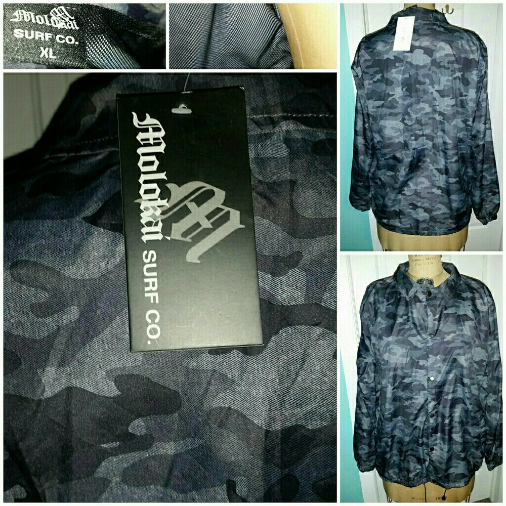 Molokai surf co light weight camo jackets NWT